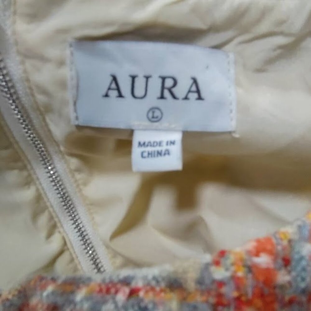Aura Orange/Beige Plaid Retro 1970s Style  Sleeveless Mini Dress Size Large NWT - Picture 6 of 10